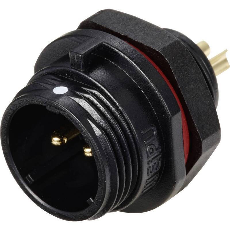 Weipu Rundstecker SP1312 P2 Stecker Einbau 2-polig IP68 schwarz 230V 25A - 2050001514462