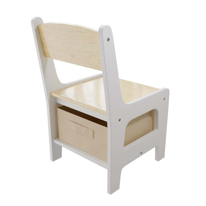 Kinderspieltisch Milou mit zwei Stühlen Stauraum und Schubfächern aus Holz natur - 4262437182803