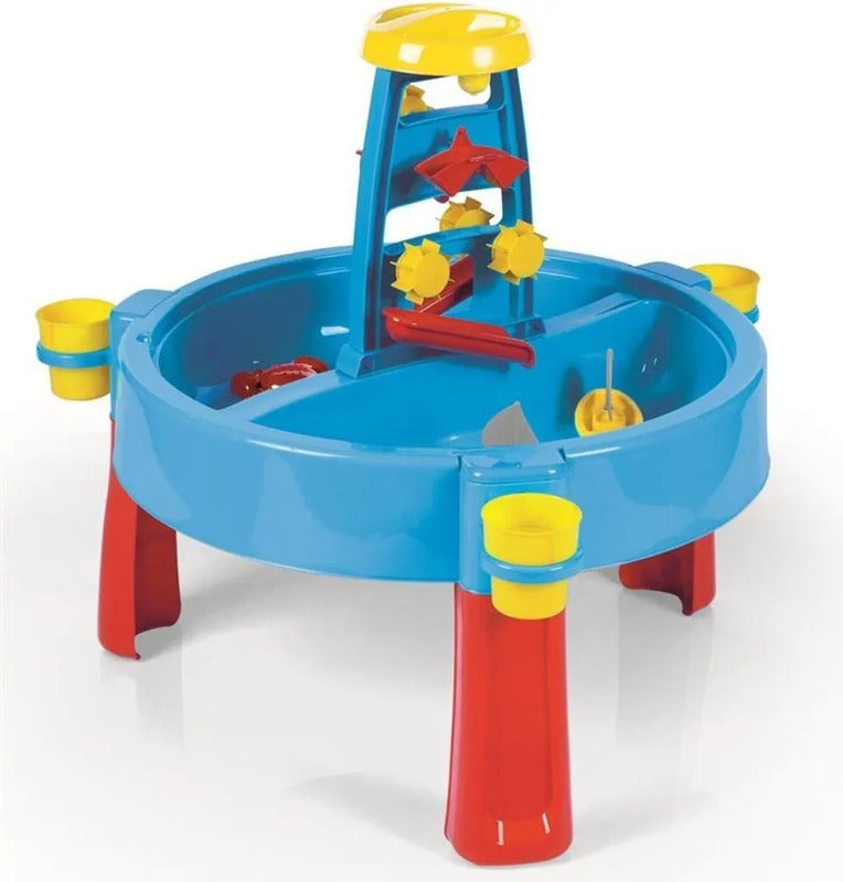 Dolu Sand- und Wassertisch Kunststoff blau rot gelb 98x98x77 cm ab 2 Jahren - 8690089030702