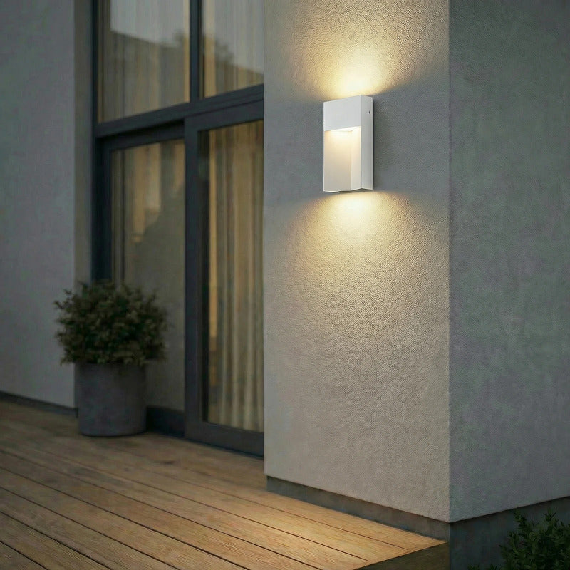 Kaholo LED-Außenwandleuchte eckig Aluminium IP44 hellgrau Gartenlampe Leuchte - 4255830907692