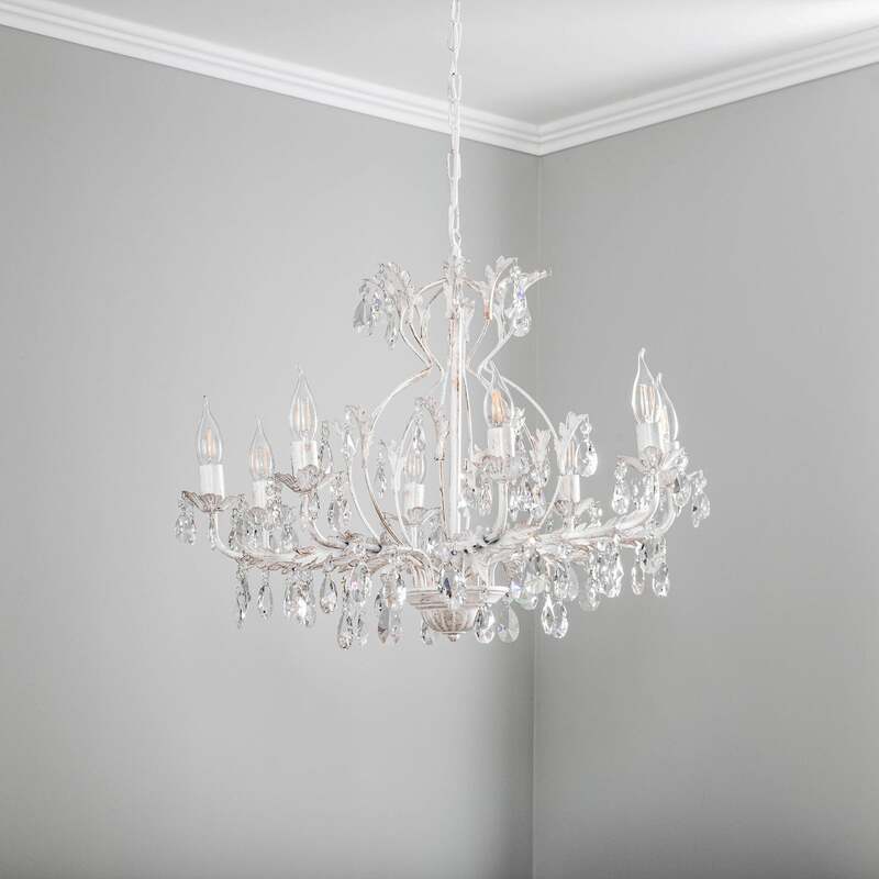 ONLI Kristall-Kronleuchter Teresa Hängelampe LED 8-flammig elfenbein gold Ø70cm - 8030626523364