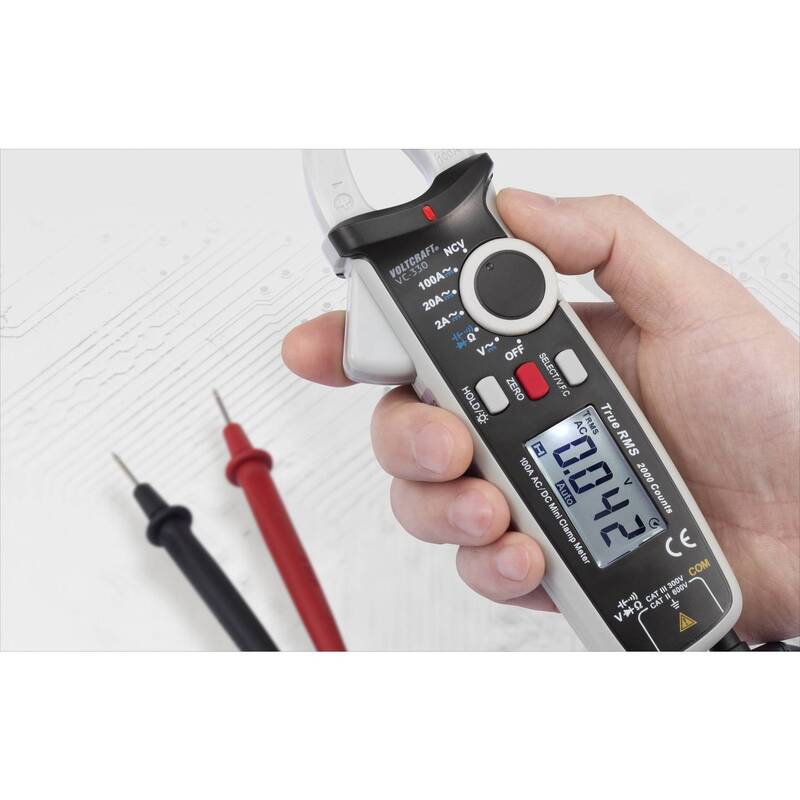 VOLTCRAFT MINI-STROMZANGE VC-330 AC/DC Multimeter mit TrueRMS und Displaybele... - 4016138958751