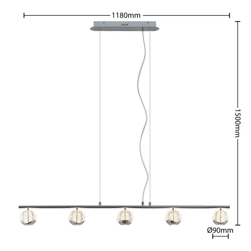 Lucande Pendelleuchte Hängeleuchte LED chrom klar Stahl Glas Leuchtmittel inklus - 4251911744002