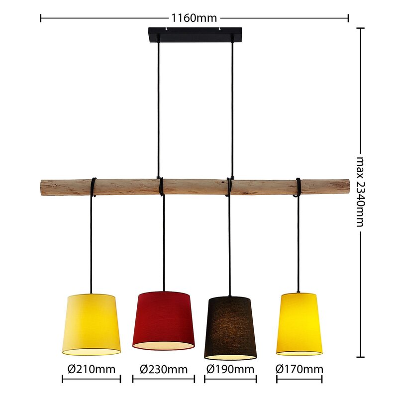 Lindby Hinai Hängeleuchte Deckenlampe Pendelleuchte Lampe Licht schwarz rot g688 - 4251911724653