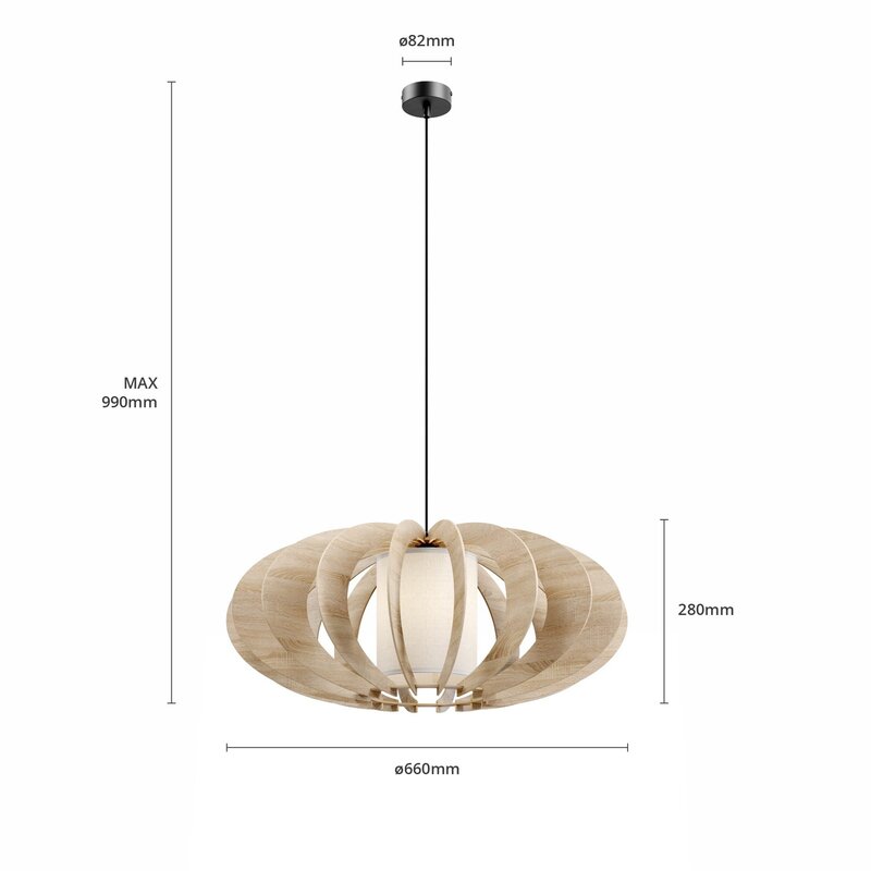 Euluna Hängeleuchte Modern A L Pendelleuchte Deckenlampe Lampe Holz E27 Ø 60 cm - 5902335267767