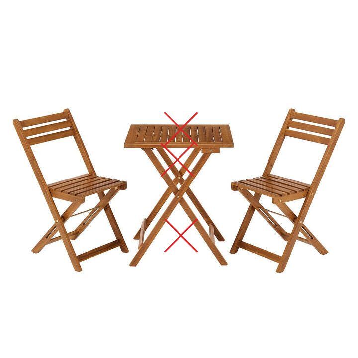 Balkonmöbel Set 3-teilig Akazienholz klappbar platzsparend Tisch Stuhl natur - 4260565529910