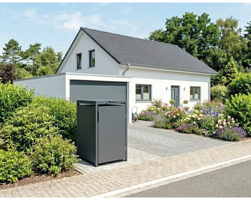 Konsta Mülltonnenbox anthrazit 240l Stahl Gartenbox Abdeckung 68x80x116cm robust - 4306516693559