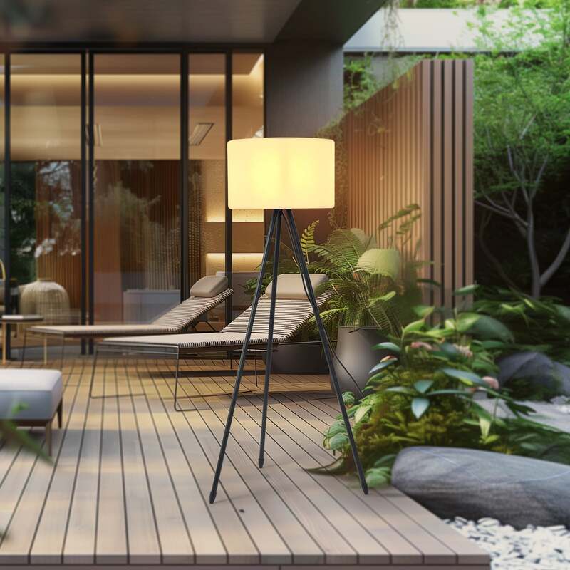 Lucande Terrassenleuchte Trivira LED Gartenlampe Außenleuchte 130cm weiß schwarz - 4251911764499