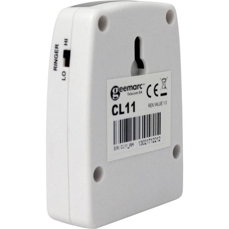 Geemarc Funkklingel CL11 Telefonklingel Lautstärke 95dB Lichtsignal weiß 48cm - 3521350004830