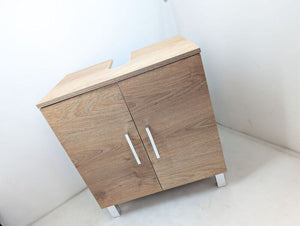 B-Ware Waschtischunterschrank Walnuss-Dekor 60,2x38,5x56cm Badschrank Stauraum 2 Türen