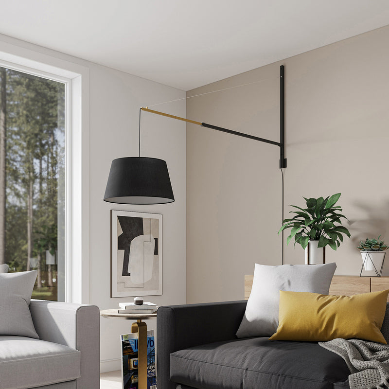 Lucande Wandleuchte Beleza LED Wandlampe ausziehbar schwarz gold 150cm Höhe - 4251911710243