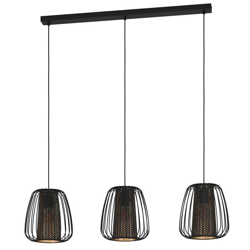 Eglo Hängeleuchte Curasao LED Pendelleuchte Lampe 3-flammig dimmbar schwarz gold - 9002759996628
