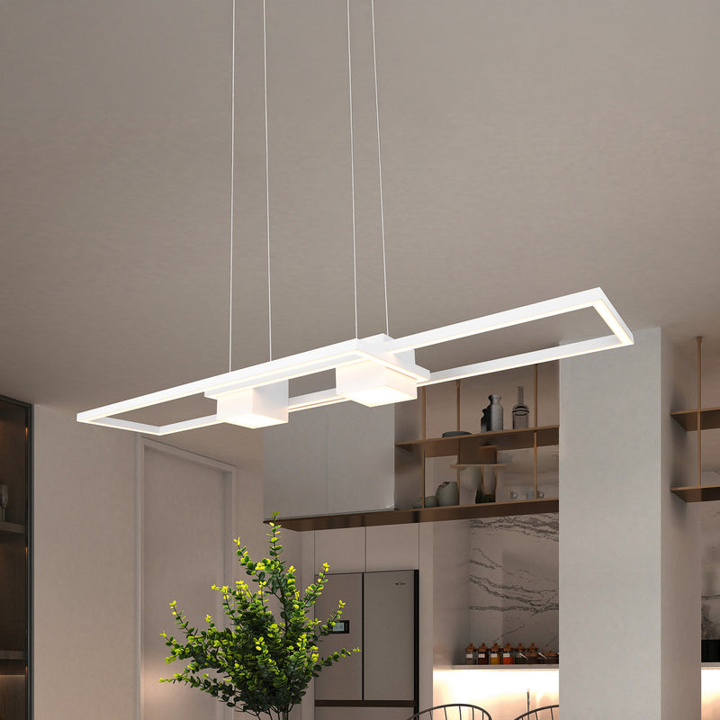 TRIO LIGHTING Hängeleuchte Albany LED dimmbar weiß 100x28cm Alu Fernbedienung - 4017807610338