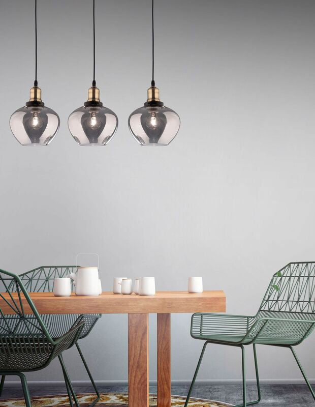 Nova Luce Pendelleuchte Hängeleuchte Cedro Schwarz dimmbar E27 LED 3-flammig - 5212017407535