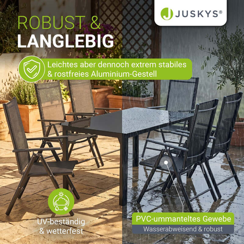Gartengarnitur Milano 7-teilig Gartenmöbel Set Tisch Stühle dunkelgrau 150x90cm - 4260565523017