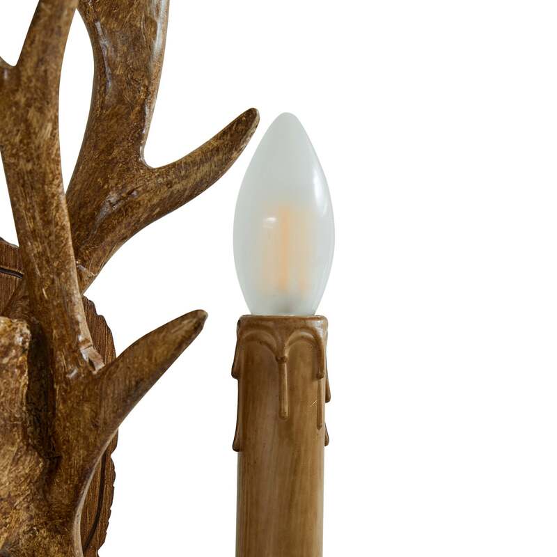 Lindby Wandleuchte Fibi LED Wandlampe Geweih 2-flammig dimmbar braun 36x47cm - 4251096572278