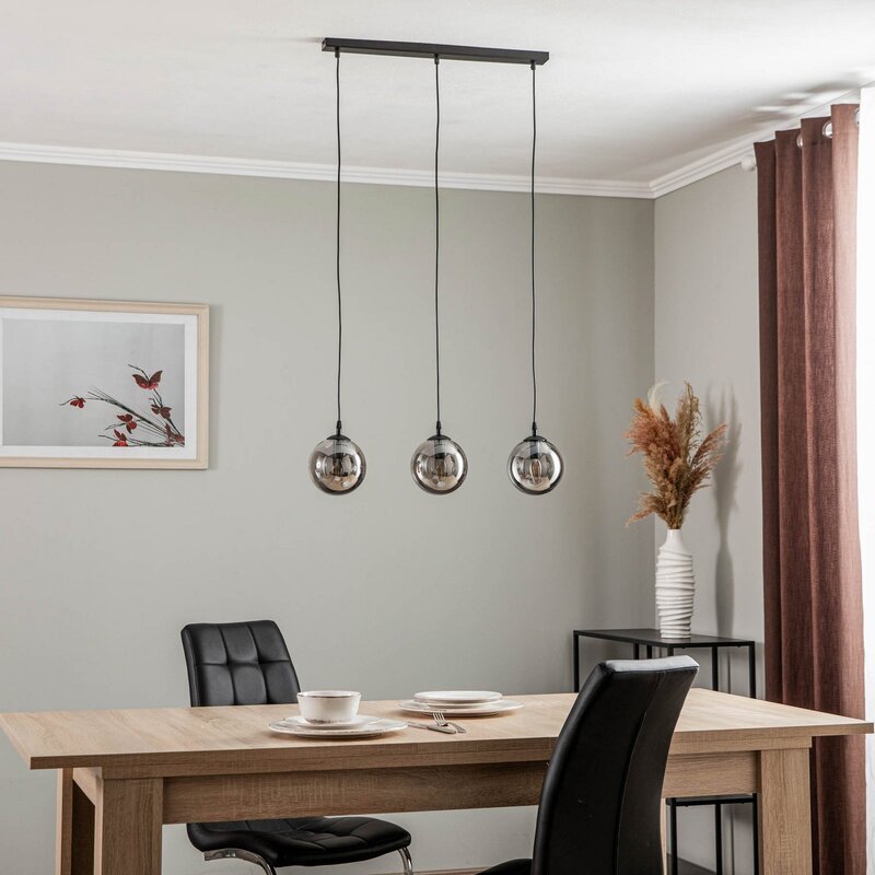 EMIBIG Hängeleuchte Glassy 3-flg gerade schwarz grafit Glas Deckenlampe Leuchte - 5901738919020