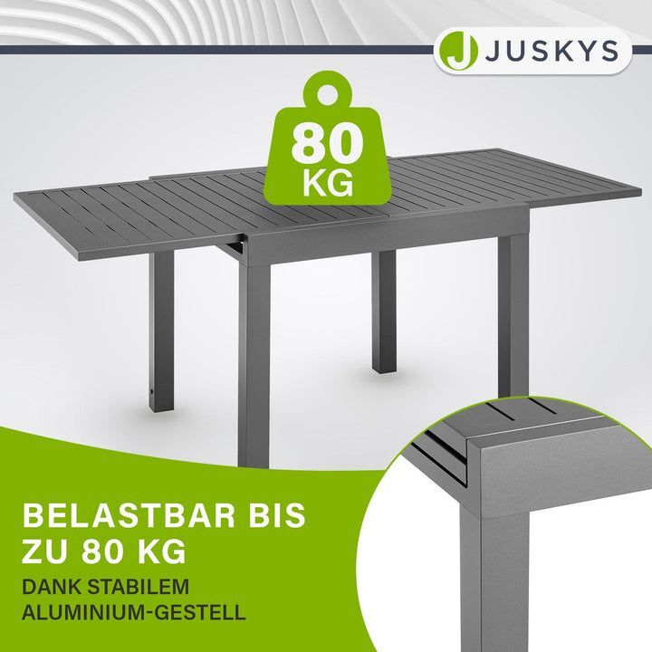 Gartentisch Laki Terrassentisch ausziehbar wetterfest Aluminium für Balkon - 4262437181660
