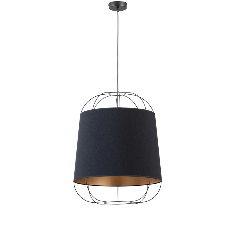 Lantern Pendelleuchte Hängelampe Schwarz Gold Stoff E27 - 5905317606943