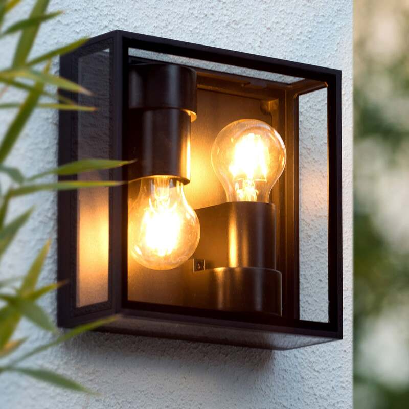 Lucide Außenwandleuchte Dukan IP65 2-flammig LED Wandleuchte Lampe schwarz - 5411212151889