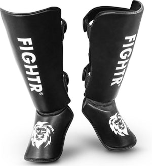 B-Ware FIGHTR Schienbeinschoner Shin Pads ideale Polsterung Kickboxing MMA schwarz XL