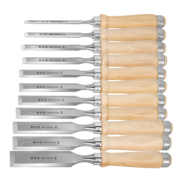MHG Stechbeitel-Satz Meißel Set Holzheft 11-tlg. Schreiner Werkzeug Stechbeitel - 4250098604239
