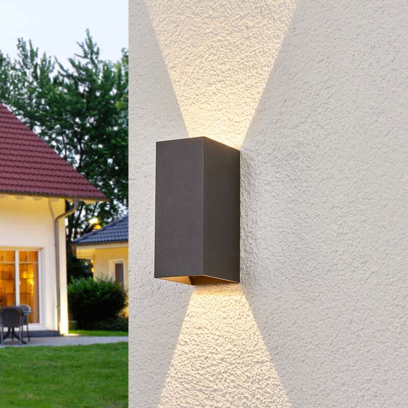 Lucande Außenwandleuchte Gartenleuchte Mikka LED Wandleuchte anthrazit 17cm - 4251096526011