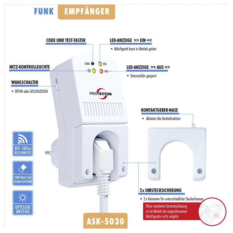 Protector Funk-Abluftsteuerung ASK-5030 1800W Heizungssteuerung sicher - 4260070563058