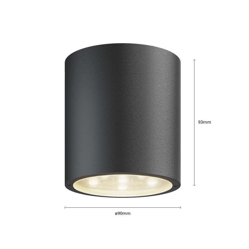 Lucande Deckenleuchte Meret LED Außenleuchte anthrazit IP54 563 Lumen 9cm Ø - 6291105701709