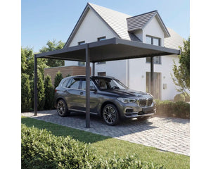 Konsta Einzelcarport Flachdach Stahlplatten anthrazit 300x500cm 8x8cm