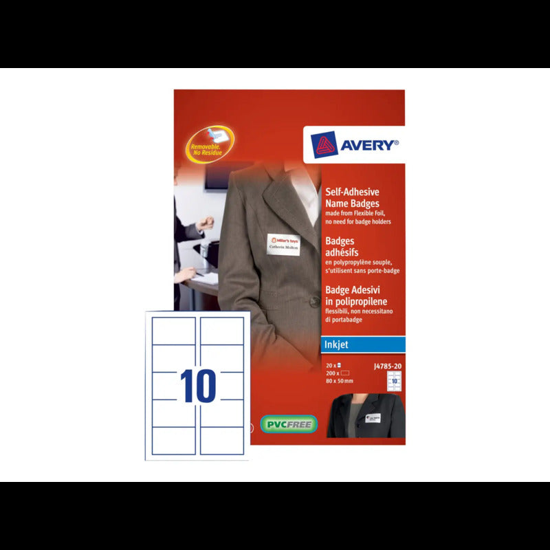 AVERY ZWECKFORM Namensschild selbstklebend 200 St. Polypropylen 50x80mm weiß - 4004182063538