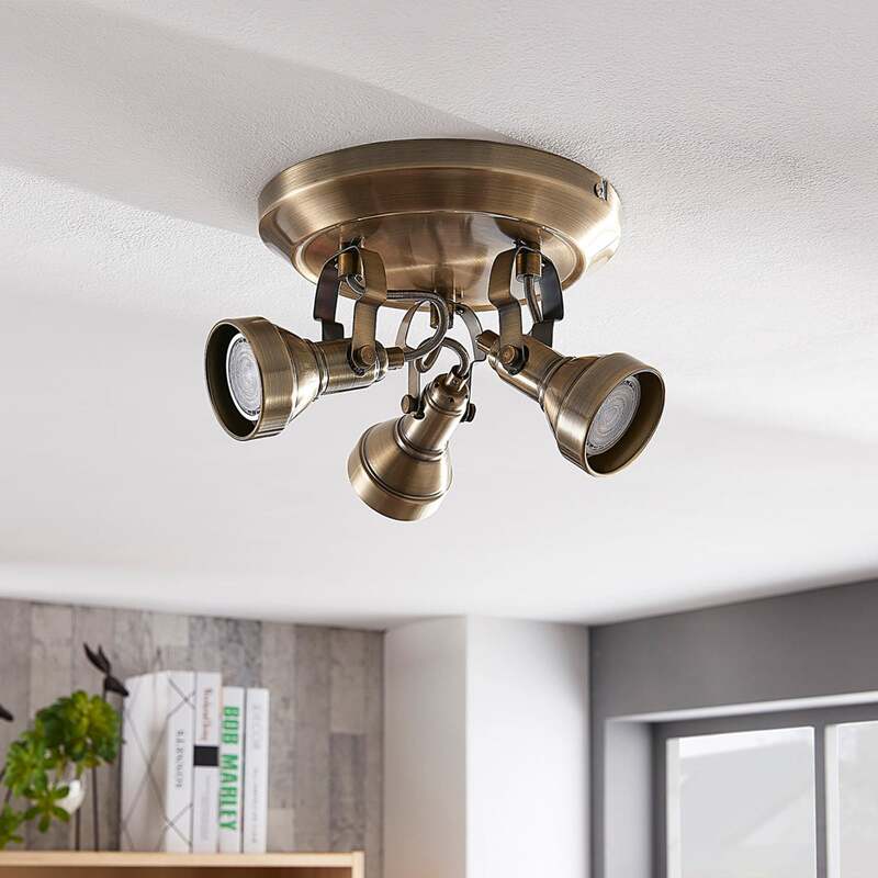Lindby Deckenlampe Perseas LED Lampe Leuchte dimmbar altmessing Ø22cm 3-flg - 4251096502411