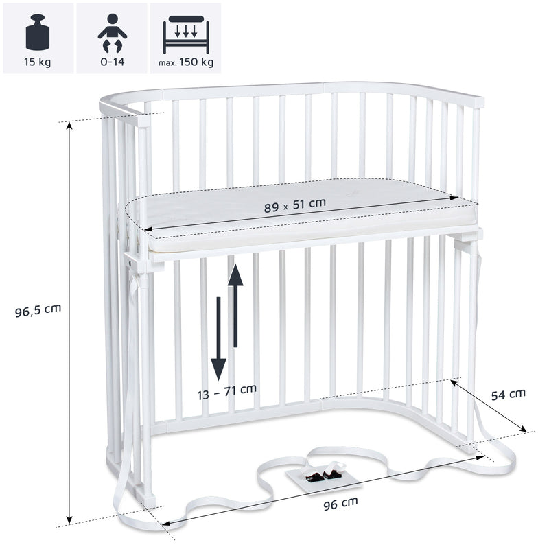 Babybay Baby Beistellbett Babybett Boxspring Liegefläche 51 x 89 cm Buche weiß - 4260095222459