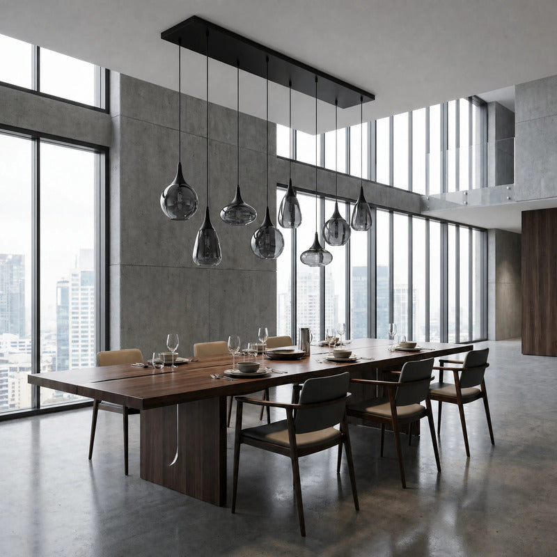 TRIO LIGHTING Hängeleuchte Pendelleuchte Lumina 8-flammig dimmbar schwarz chrom - 4017807542301