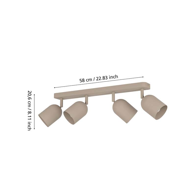 Eglo Deckenstrahler Tilston 4-flammig LED dimmbar Stahl beige 58cm 8x20,6cm - 9008606359745