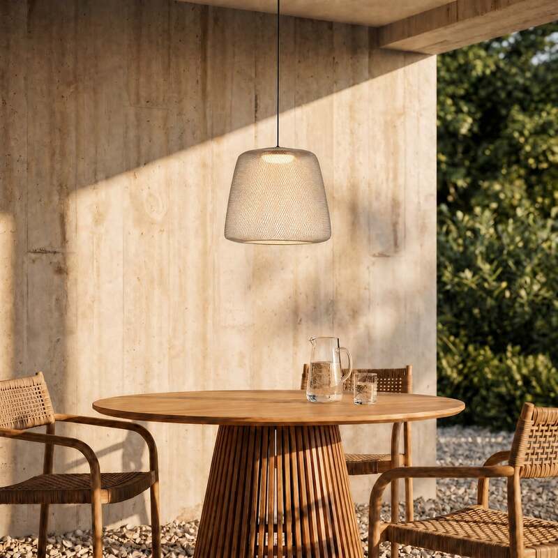 Lucande Außenhängelampe Korvyn LED Gartenleuchte dimmbar grau IP44 Ø50cm - 4255830912634