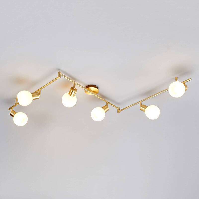Lindby Deckenleuchte Deckenlampe Elaina messing Glas E14 Opalglas 6 flammig736 - 6291106553338