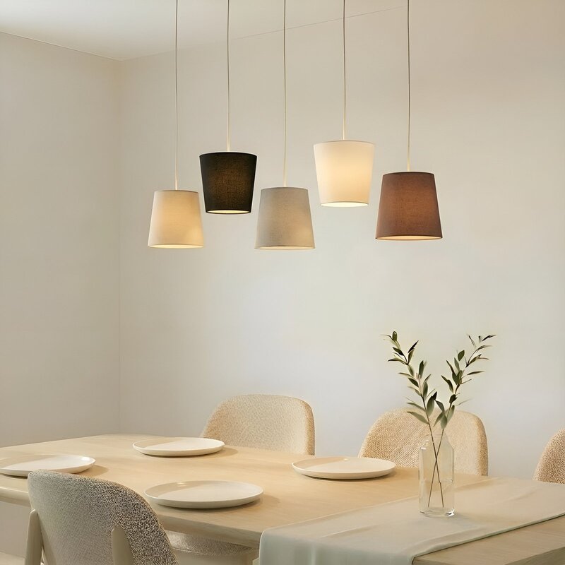 Lucande Hängeleuchte Pendellampe Thamila Stoffschirme multicolour 5-flg E27 LED - 4251911746709