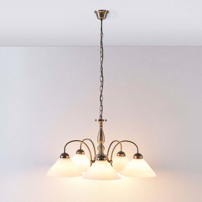 Lindby Pendelleuchte Hängeleuchte Otis LED Lampe dimmbar 5-flammig weiß Ø 68 cm - 4251096525076