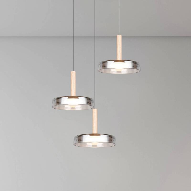 Trio Lighting Pendelleuchte Hängelampe Celeste Glas chrom holz höhenverstellbar - 4017807616897
