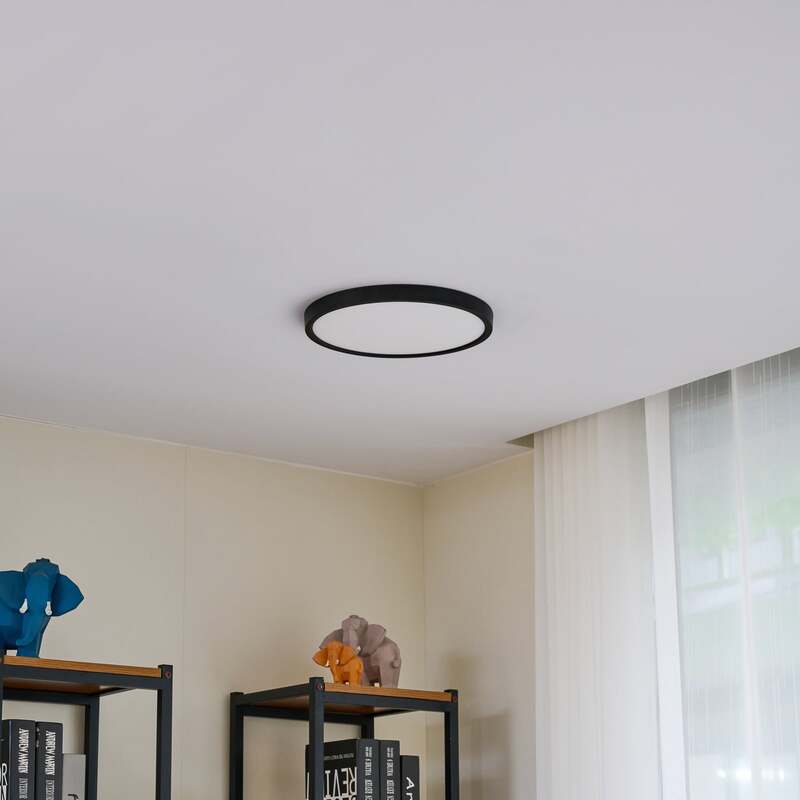 Lindby LED-Deckenleuchte Pravin dimmbar Ø 30 cm mattschwarz warmweiß 17 W - 4251911766776