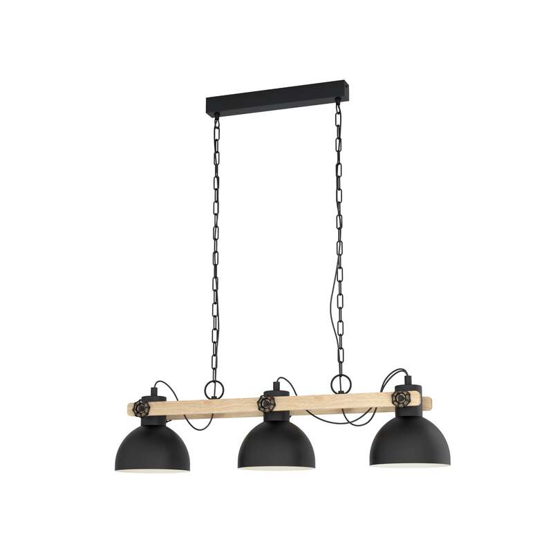 Eglo Hängelampe Hängeleuchte Lubenham LED Pendelleuchte dimmbar schwarz/holz - 9002759439927