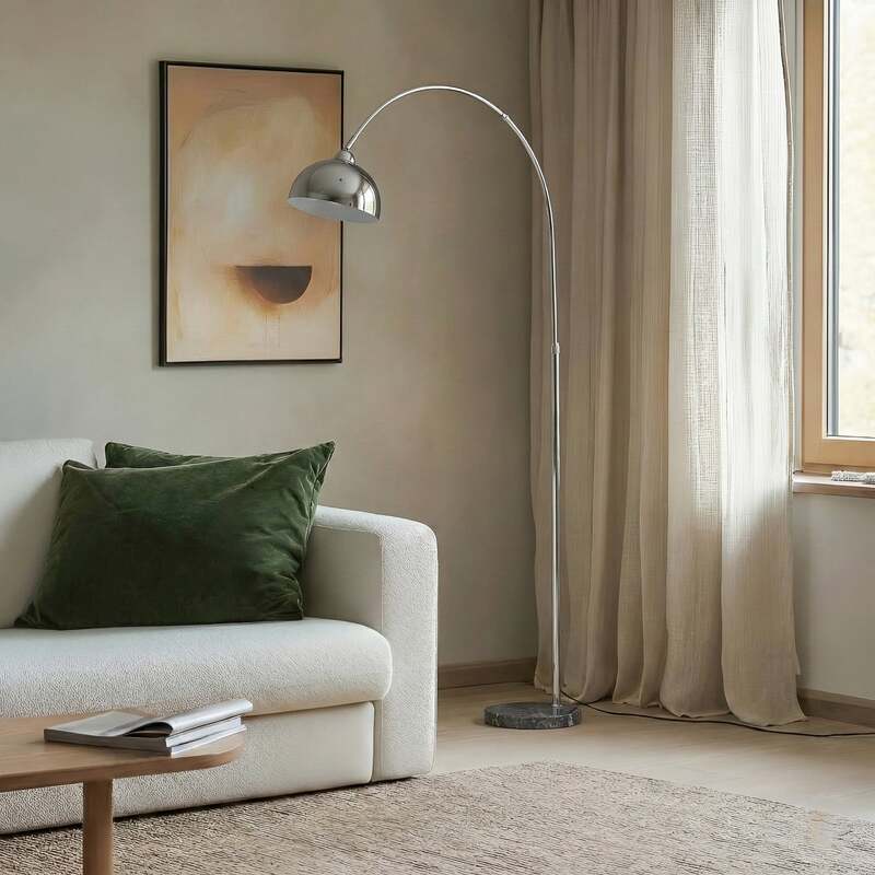 Lindby Stehleuchte Tonka Stehlampe LED E27 chromfarben grau 185cm - 4255830910753