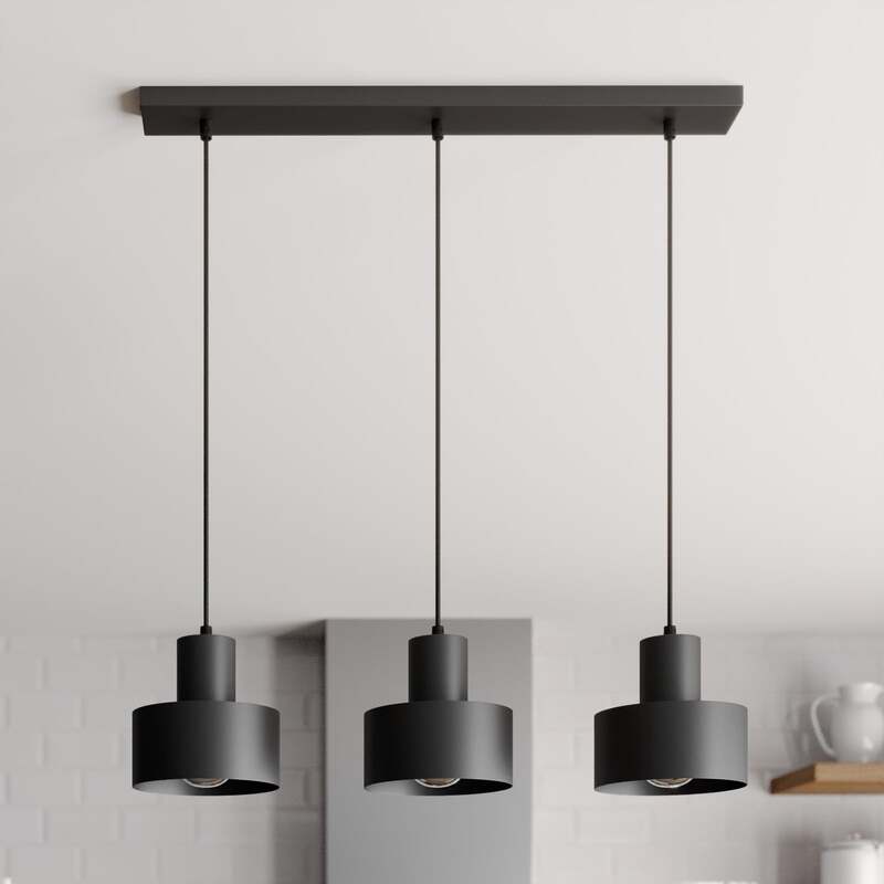 Hängeleuchte Rif Pendelleuchte dimmbar 3-flammig E27 schwarz 67x15 cm Made in EU - 5902335264001