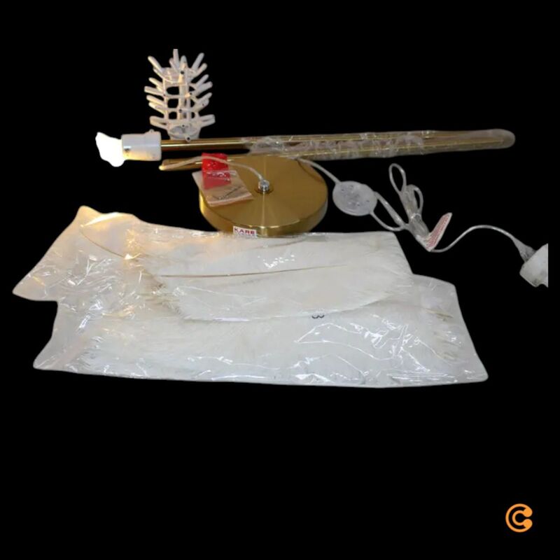 KARE Stehleuchte Feather Palm Lampe mit Federn weiß messing 165cm Höhe 65cm Ø - 4025621537502