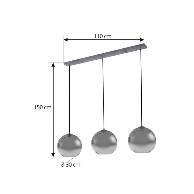 Lucande Hängeleuchte Pendelleuchte Brillar Glas rauchgrau 3flg 128cm Lampe Spot - 4251911798456