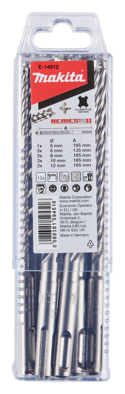 B-Ware Makita Hammerbohrer Bohrersatz SDS-plus 12-teilig für Beton und Stahlbeton 165mm