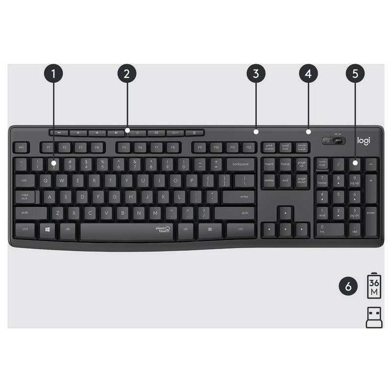 LOGITECH Silent Wireless Combo + mysz MK295 Keyboard Standart Tastatur Maus USB - 5099206092433