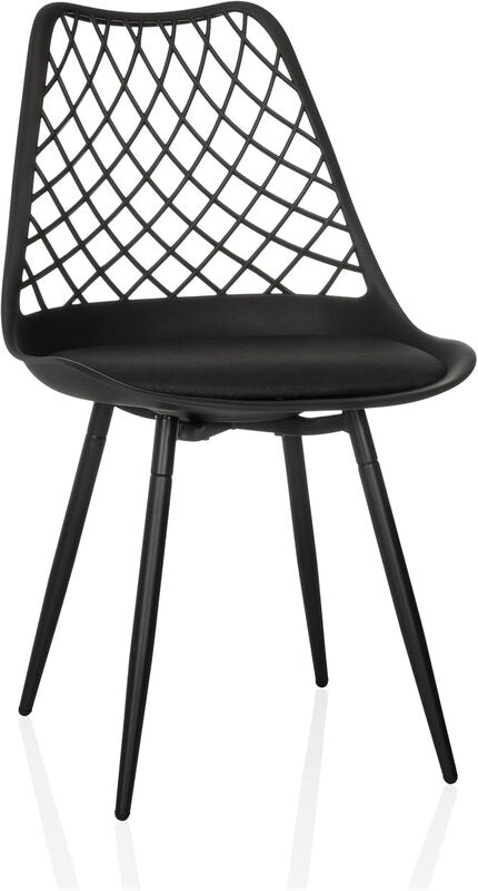 hjh LIVING BEGIO S Schalenstuhl mit Kissen wetterfest schwarz 46 cm Sitzhöhe - 4064323107163