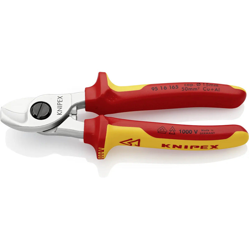 Knipex VDE Kabelschere 165 mm 95 16 165 für Kupfer- und Aluminiumkabel - 4003773039648